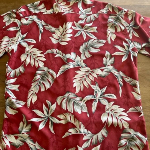 Vintage Campia Moda Mens Hawaiian Floral Shirt S/S Size Large LG Red Tan Rayon - Picture 5 of 5